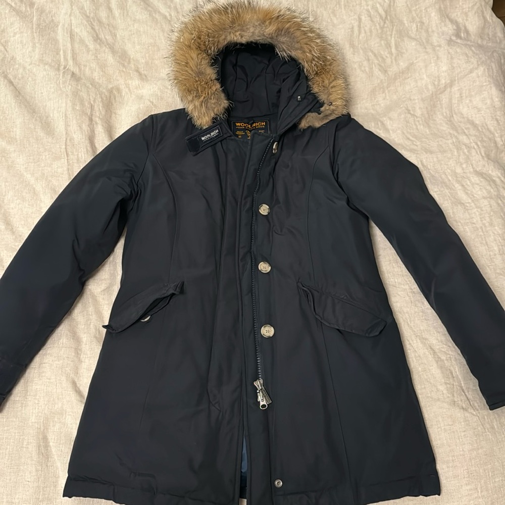 Woolrich Women's Black Parka with Fur Trim Hood